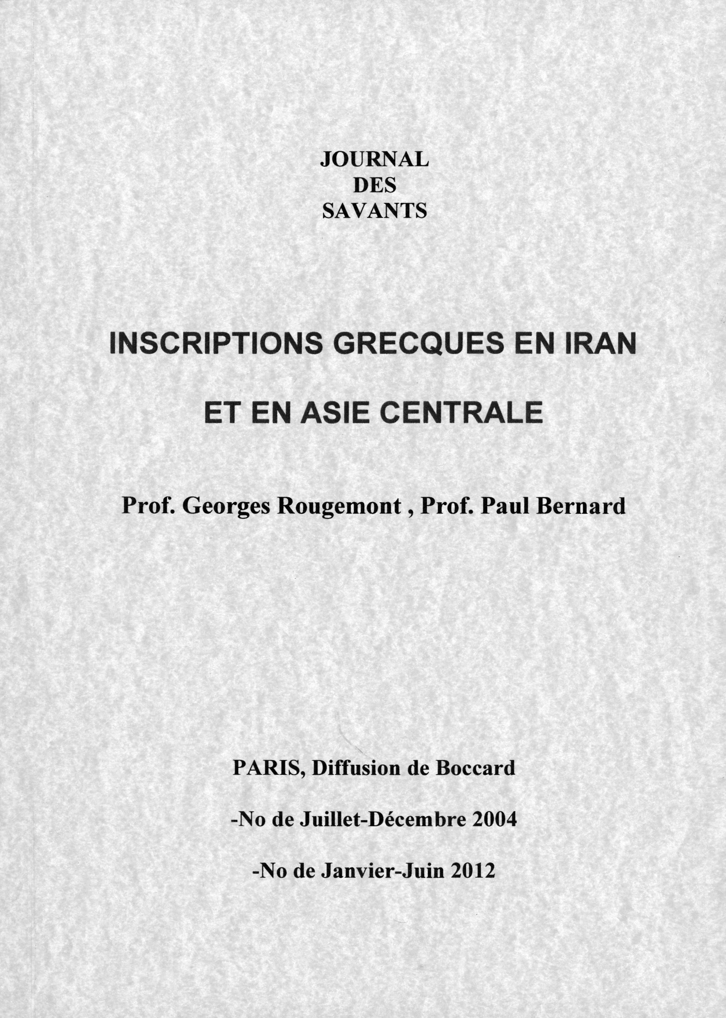 Inscriptions Grecques en Iran et en Asie Centrale